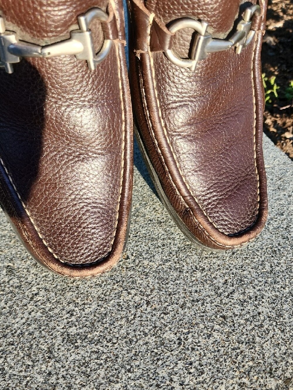 Salvatore Ferragamo Brown Leather Loafers Gancini Size 11 - Picture 9 of 16